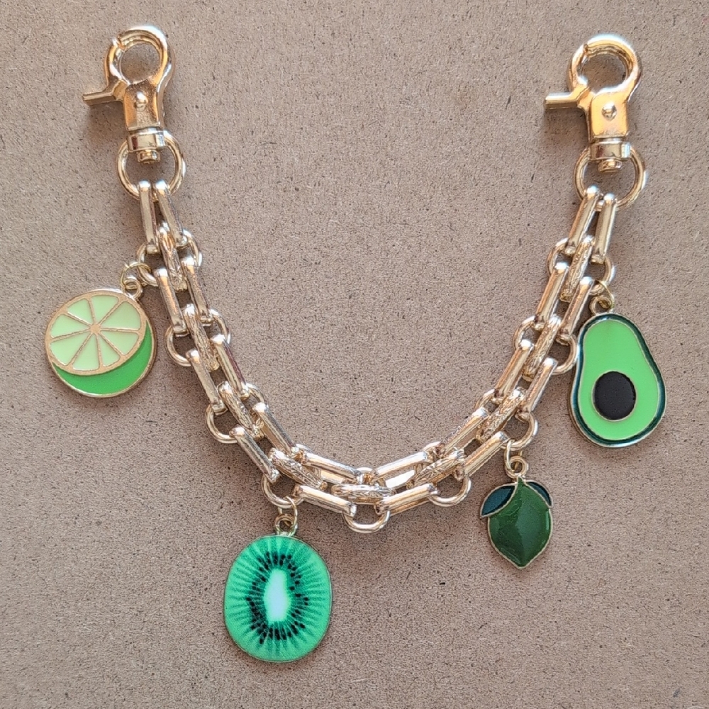 Gold Puse Charm Chain with Green Accents